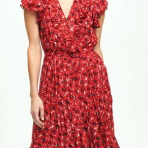 Brooks Brothers Poppy pleated Chiffon Midi Dress Size 4